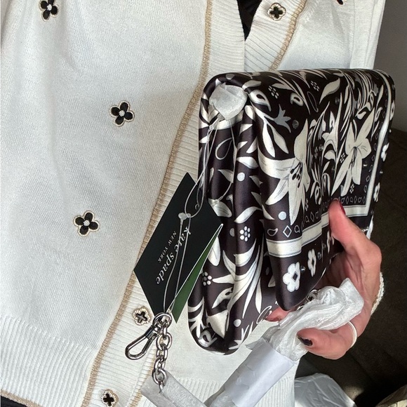 Authentic KATE SPADE Satin/Crystals bandana clutch/Shoulder bag - Picture 4 of 16